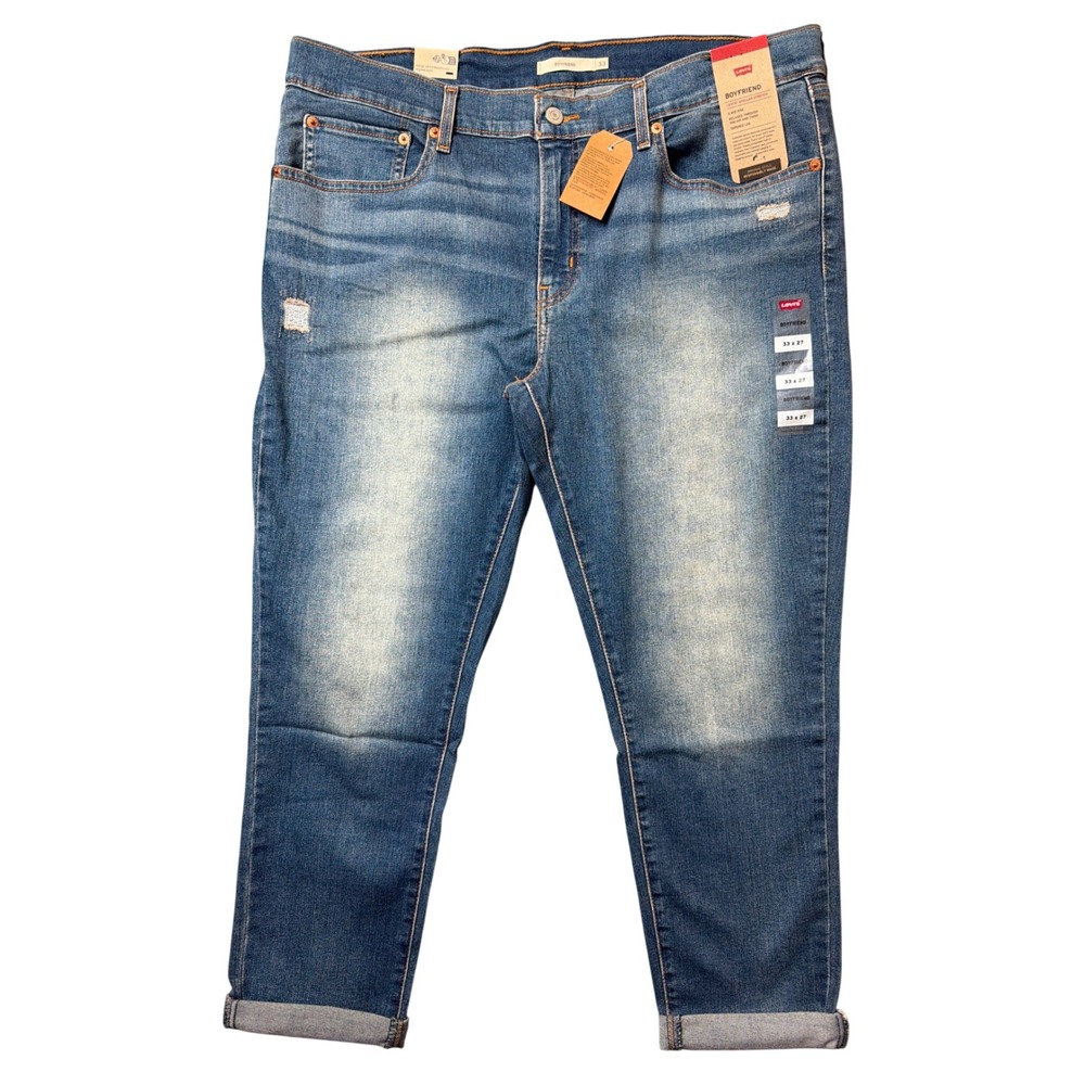Levi's Jeans Womens 33 Boyfriend Blue Stellar Stretch Mid Rise Tapered NEW